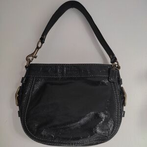 Coach Zoe Small Black Patent Leather Shoulder Bag